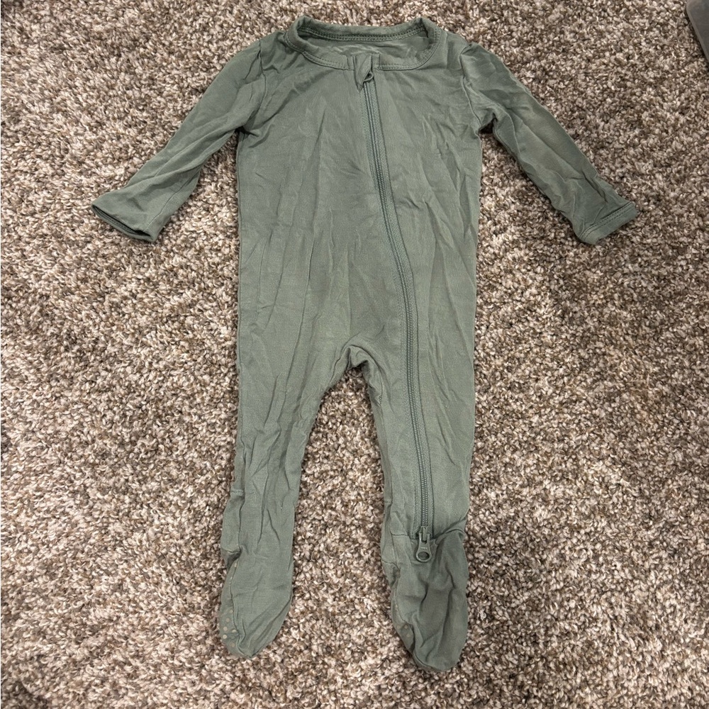 Green Footie One Piece with Snap Closures